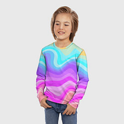 Лонгслив детский Неоновая разноцветная волна, цвет: 3D-принт — фото 2