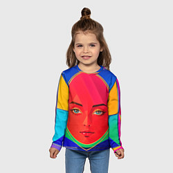Лонгслив детский Девушка красноликая овал в прямоугольнике, цвет: 3D-принт — фото 2