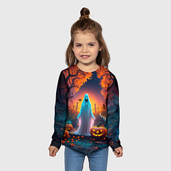 Лонгслив детский Привидение в хэллоуинскую ночь, цвет: 3D-принт — фото 2