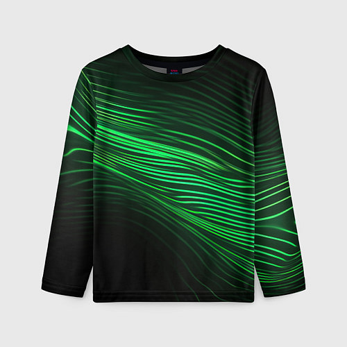 Детский лонгслив Green neon lines / 3D-принт – фото 1