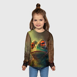 Лонгслив детский Лягушка Пепе натуральная, цвет: 3D-принт — фото 2