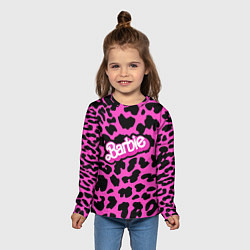 Лонгслив детский Барби розовый леопардовый принт, цвет: 3D-принт — фото 2