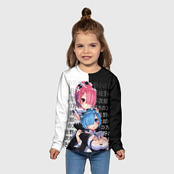 Лонгслив детский Рем и Рам - иероглифы, цвет: 3D-принт — фото 2