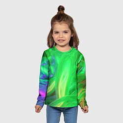 Лонгслив детский Зеленая абстракция, цвет: 3D-принт — фото 2