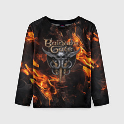 Детский лонгслив Baldurs Gate 3 fire logo