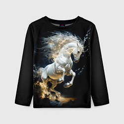 Лонгслив детский Конь Белая молния, цвет: 3D-принт
