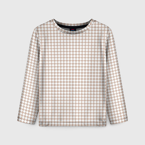 Детский лонгслив Шахматка бело-бежевый / 3D-принт – фото 1