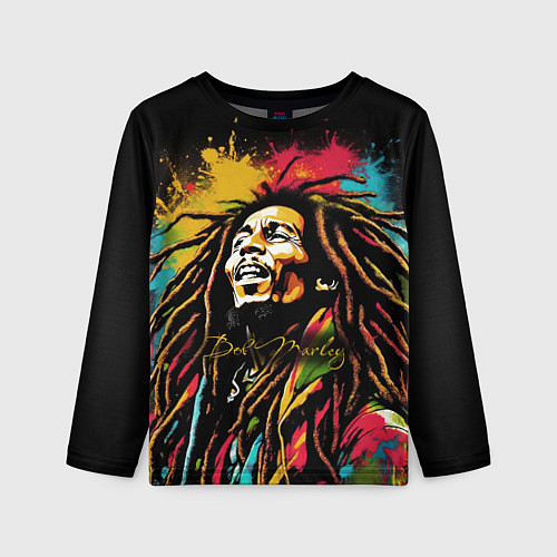 Детский лонгслив Боб Марли в стиле арт / 3D-принт – фото 1