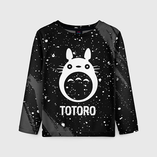 Детский лонгслив Totoro glitch на темном фоне / 3D-принт – фото 1