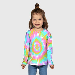 Лонгслив детский Tie-Dye кислотный в стиле барби, цвет: 3D-принт — фото 2