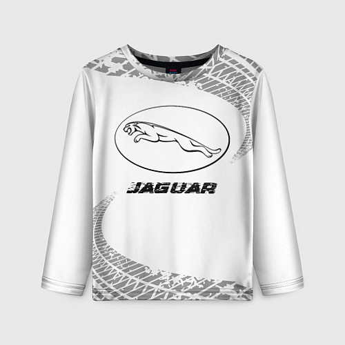Детский лонгслив Jaguar speed на светлом фоне со следами шин / 3D-принт – фото 1