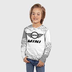 Лонгслив детский Mini speed на светлом фоне со следами шин, цвет: 3D-принт — фото 2