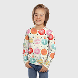 Лонгслив детский Разноцветные новогодние шары, цвет: 3D-принт — фото 2