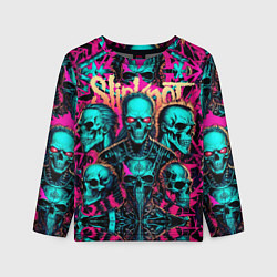 Лонгслив детский Slipknot на фоне рок черепов, цвет: 3D-принт