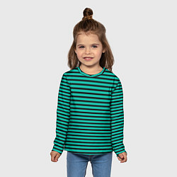 Лонгслив детский Зелёный в чёрную полоску, цвет: 3D-принт — фото 2