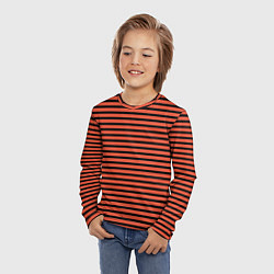 Лонгслив детский Полосатый красно-оранжевый и чёрный, цвет: 3D-принт — фото 2