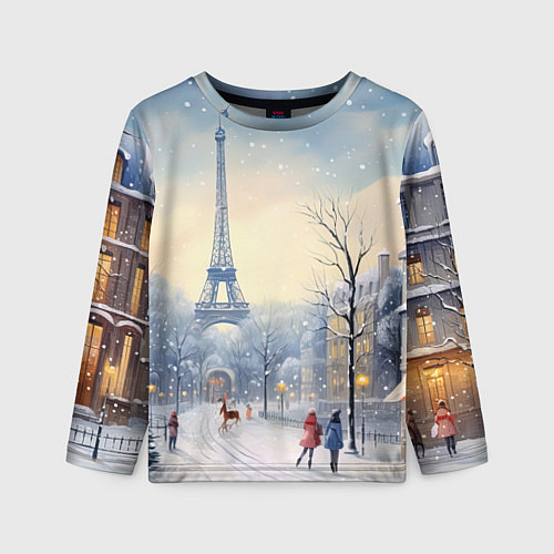 Детский лонгслив Новогодний Париж / 3D-принт – фото 1