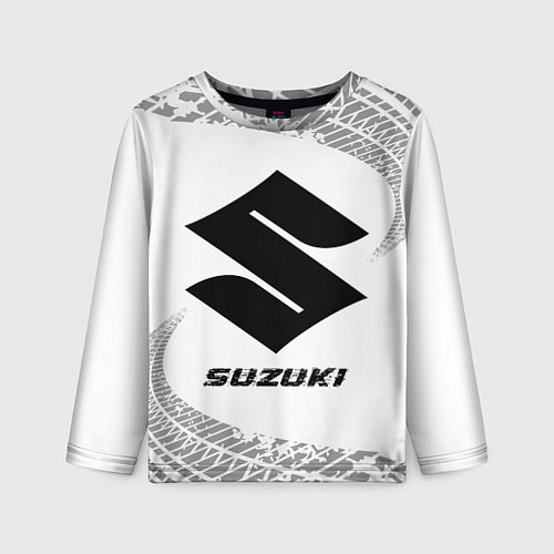 Детский лонгслив Suzuki speed на светлом фоне со следами шин / 3D-принт – фото 1