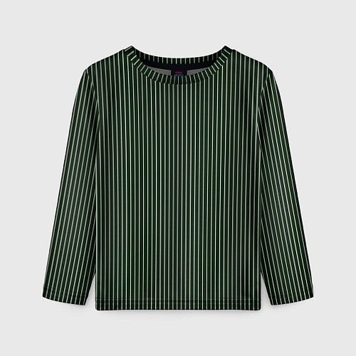 Детский лонгслив Тёмно-зелёный тонкие полосы / 3D-принт – фото 1