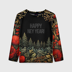 Детский лонгслив Happy new year black style