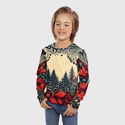 Лонгслив детский Новогодний лес, цвет: 3D-принт — фото 2