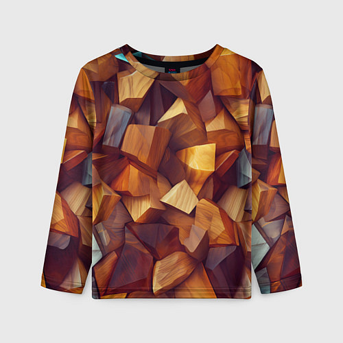 Детский лонгслив Паттерн камни и кристаллы / 3D-принт – фото 1