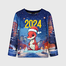 Детский лонгслив 2024 красный новогодний дракон