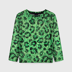Лонгслив детский Зелёный леопард паттерн, цвет: 3D-принт