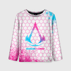 Детский лонгслив Assassins Creed neon gradient style