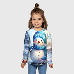 Лонгслив детский Большой снеговик, цвет: 3D-принт — фото 2