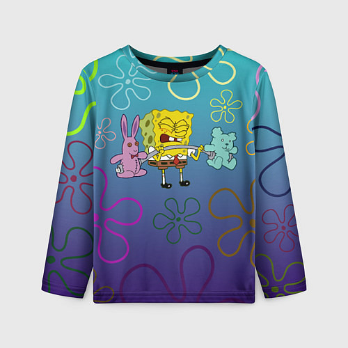 Детский лонгслив Spongebob workout / 3D-принт – фото 1