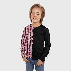 Лонгслив детский Сакура и полосы, цвет: 3D-принт — фото 2