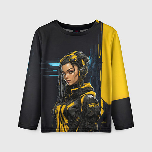 Детский лонгслив Девушка сигнальной одежде / 3D-принт – фото 1