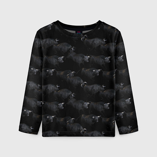 Детский лонгслив Ночные быки / 3D-принт – фото 1