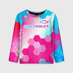 Детский лонгслив Chevrolet neon gradient style посередине