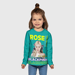 Лонгслив детский Rose - девушка певица из группы Blackpink, цвет: 3D-принт — фото 2