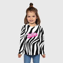 Лонгслив детский Ретро Барби - паттерн полосок зебры, цвет: 3D-принт — фото 2