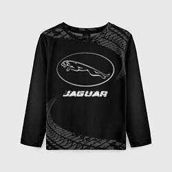 Детский лонгслив Jaguar speed на темном фоне со следами шин