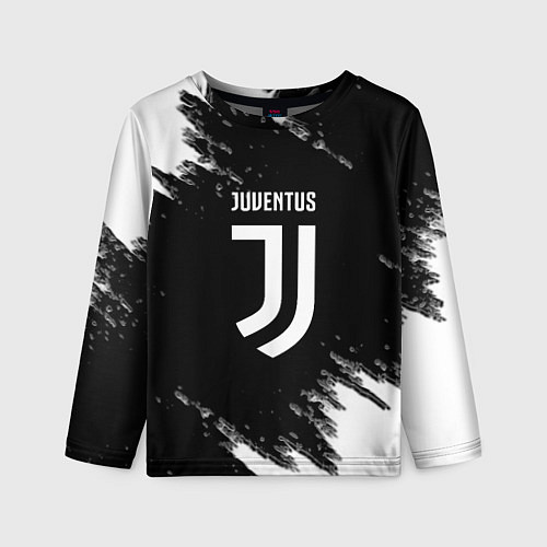 Детский лонгслив Juventus спорт краски черно белый / 3D-принт – фото 1