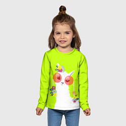 Лонгслив детский Лама - альпака в розовых очках, цвет: 3D-принт — фото 2