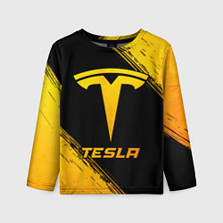 Детский лонгслив Tesla - gold gradient