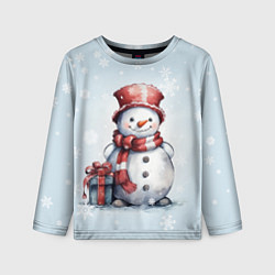 Лонгслив детский New Years cute snowman, цвет: 3D-принт