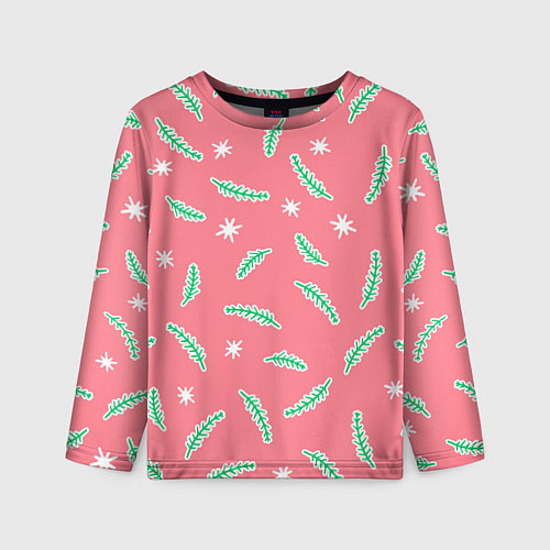 Детский лонгслив Новогодняя еловая ветвь / 3D-принт – фото 1