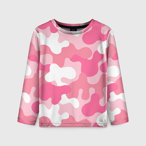 Детский лонгслив Камуфляж розовый / 3D-принт – фото 1