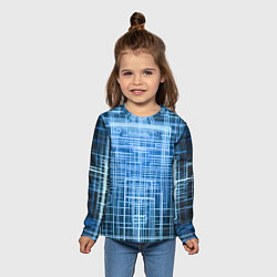 Лонгслив детский Синие неоновые полосы киберпанк, цвет: 3D-принт — фото 2