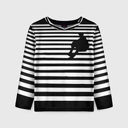 Лонгслив детский Силуэт на чёрно белом полосы, цвет: 3D-принт