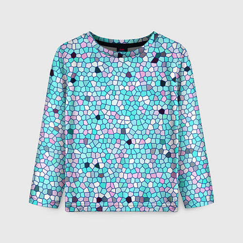 Детский лонгслив Мозаика розово-голубая / 3D-принт – фото 1