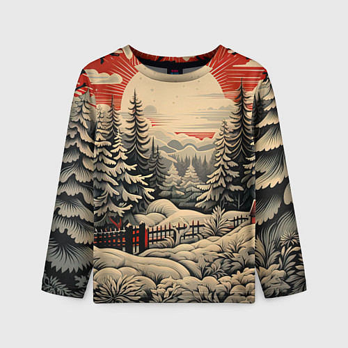 Детский лонгслив Блеск снежинок новогодний стиль / 3D-принт – фото 1