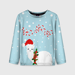 Детский лонгслив Лама в роли Санта Клауса