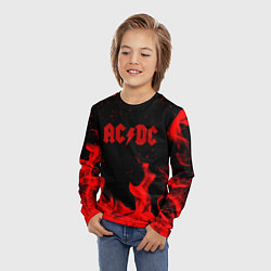 Лонгслив детский AC DC огненный стиль, цвет: 3D-принт — фото 2